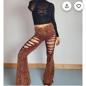 Ahzalhea slit weave flare pants